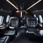 Intérieur haut de gamme d'un véhicule spacieux avec sièges en cuir noir et finitions en bois, idéal pour une prestation de location autocar de luxe.